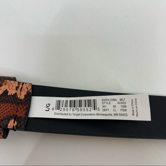 Universal Thread Exotic Coral Python Snakeskin Print Faux Leather Belt New Nwt - Picture 6 of 14